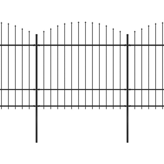VidaXL Tuinhek met speren bovenkant (1,5-1,75)x13,6 m staal zwart