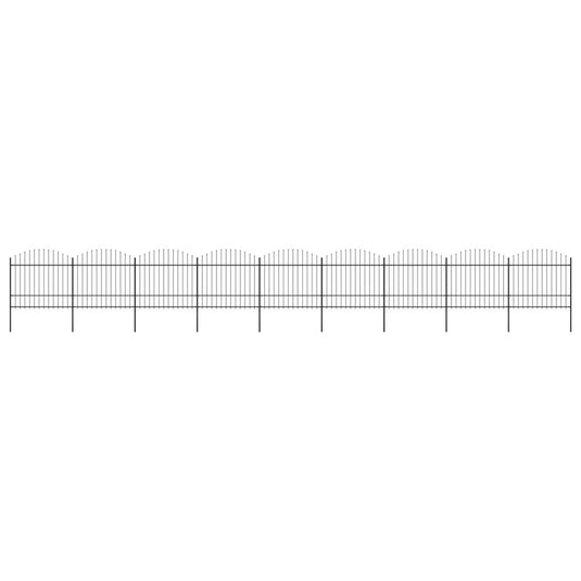 VidaXL Tuinhek met speren bovenkant (1,5-1,75)x15,3 m staal zwart