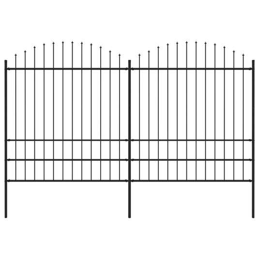 VidaXL Tuinhek met speren bovenkant (1,75-2)x3,4 m staal zwart