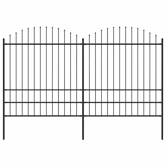 Vidaxl tuinhek met speerpunt staal 359x200 cm zwart