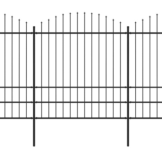 Vidaxl tuinhek met speerpunt staal 359x200 cm zwart