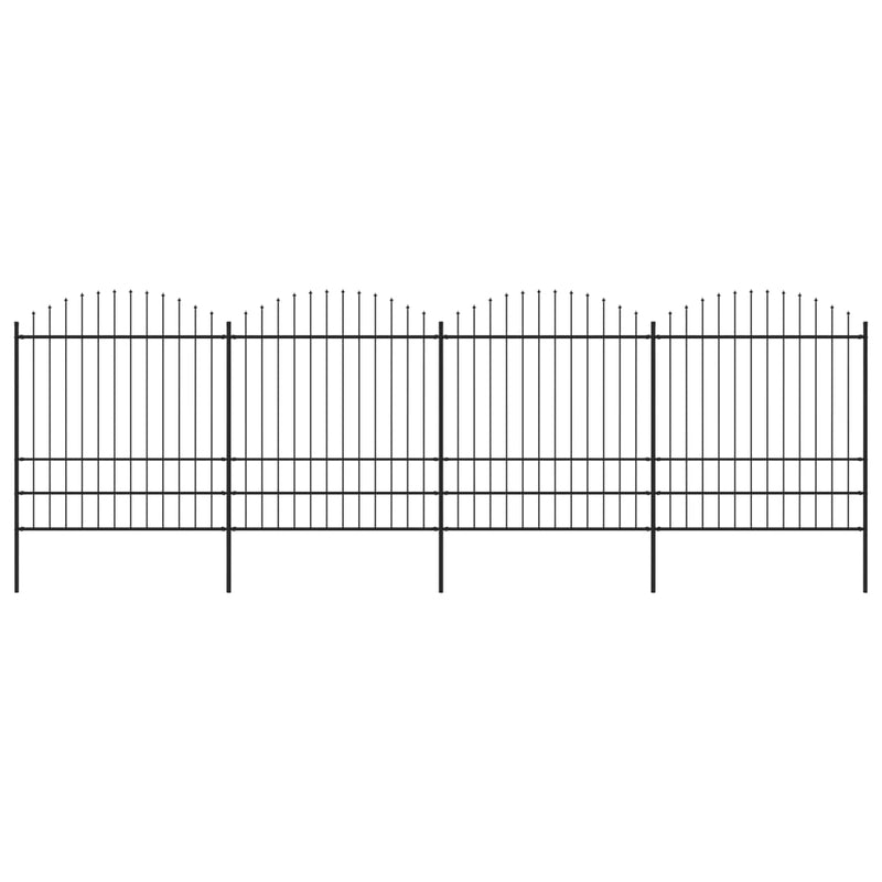 Load image into Gallery viewer, VidaXL Tuinhek met speren bovenkant (1,75-2)x6,8 m staal zwart
