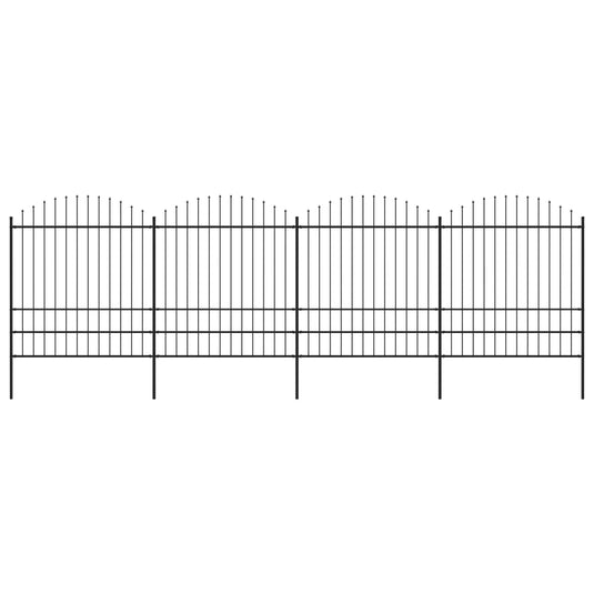 VidaXL Tuinhek met speren bovenkant (1,75-2)x6,8 m staal zwart