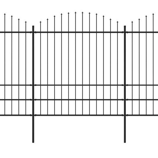 VidaXL Tuinhek met speren bovenkant (1,75-2)x6,8 m staal zwart