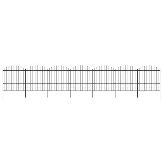 VidaXL Tuinhek met speren bovenkant (1,75-2)x11,9 m staal zwart