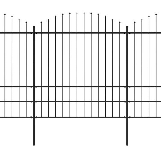 VidaXL Tuinhek met speren bovenkant (1,75-2)x11,9 m staal zwart