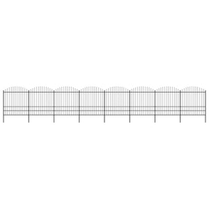 VidaXL Tuinhek met speren bovenkant (1,75-2)x13,6 m staal zwart