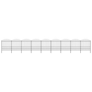 VidaXL Tuinhek met speren bovenkant (1,75-2)x15,3 m staal zwart
