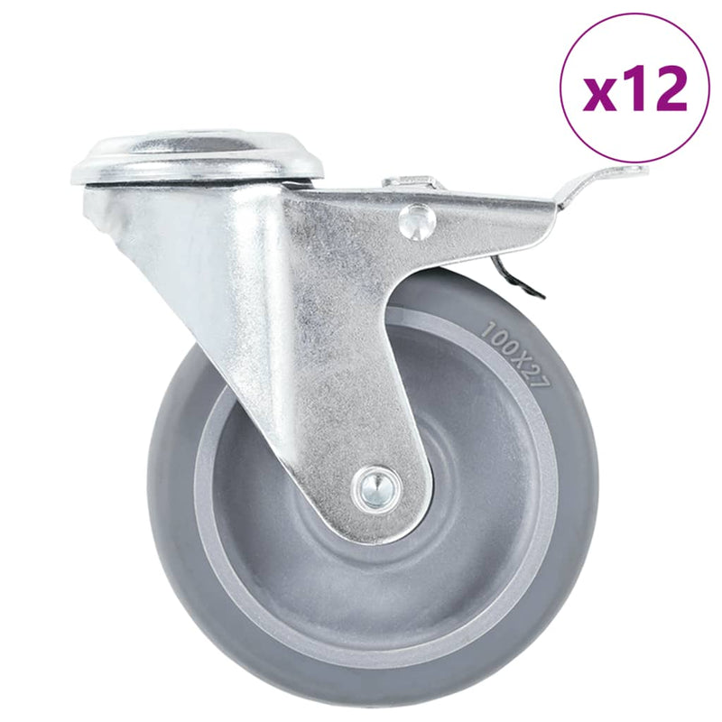 Load image into Gallery viewer, Vidaxl 12 st zwenkwielen met boutgaten 100 mm
