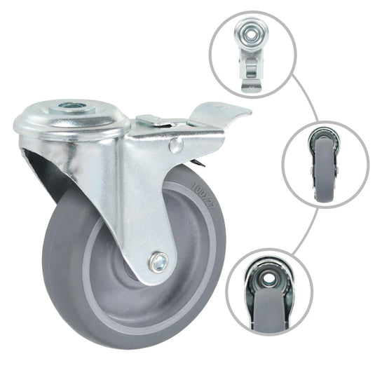 Vidaxl 12 st zwenkwielen met boutgaten 100 mm