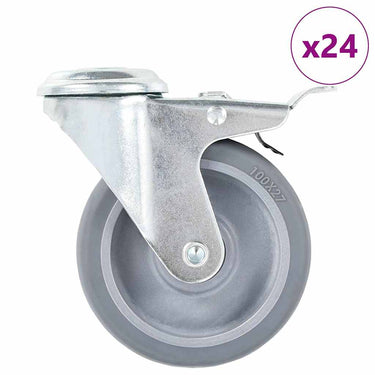 Vidaxl 24 st zwenkwielen met boutgaten 100 mm
