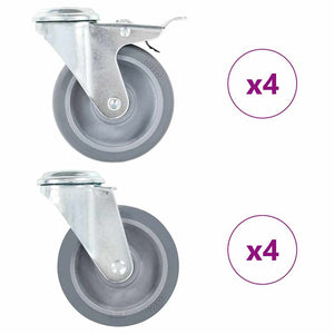 Vidaxl 8 st zwenkwielen met boutgaten 100 mm