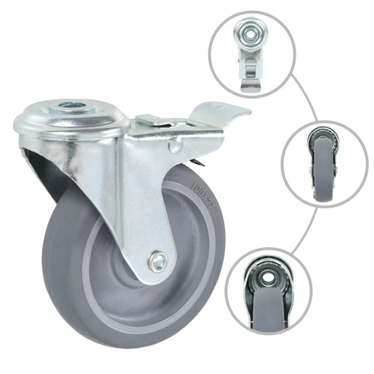 Vidaxl 8 st zwenkwielen met boutgaten 100 mm
