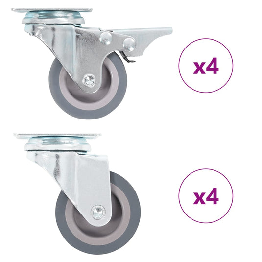 Vidaxl 8 st zwenkwielen 50 mm