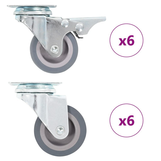 Vidaxl 12 st zwenkwielen 50 mm