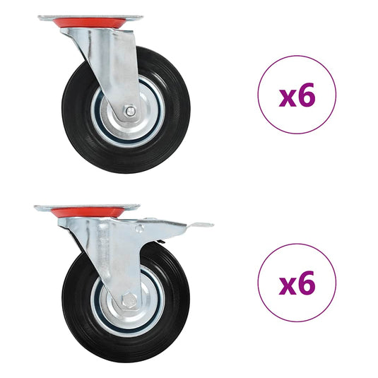Vidaxl 12 st zwenkwielen 125 mm