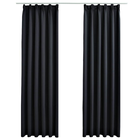 Vidaxl gordijnen verduisterend met haken 2 st 140x175 cm zwart
