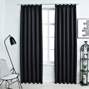 Vidaxl gordijnen verduisterend met haken 2 st 140x175 cm zwart