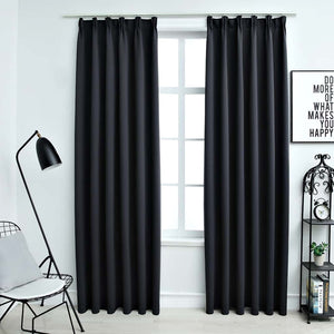 Vidaxl gordijnen verduisterend met haken 2 st 140x225 cm zwart