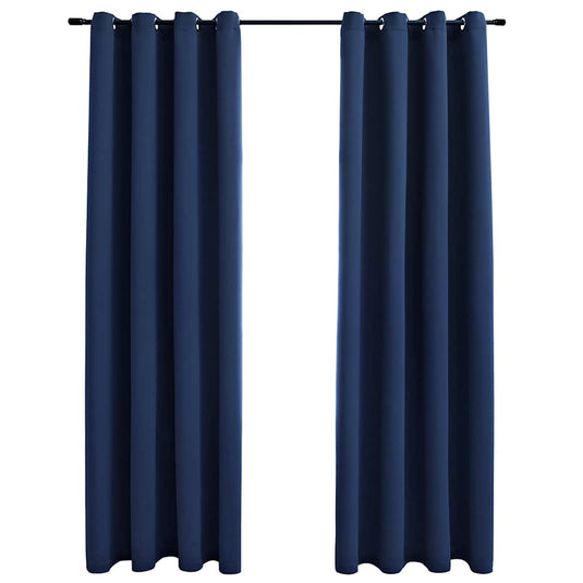 Vidaxl gordijn verduisterend met metalen ringen 2 st 140x245 cm blauw