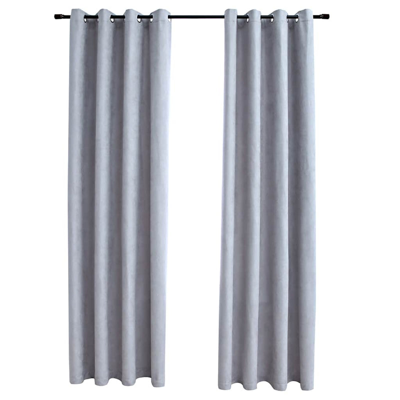 Load image into Gallery viewer, Vidaxl gordijn verduisterend met metalen ringen 2 st 140x175 cm grijs
