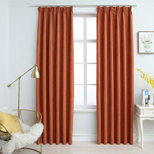 Vidaxl gordijnen verduisterend met haken 2 st 140x175 cm roestkleurig