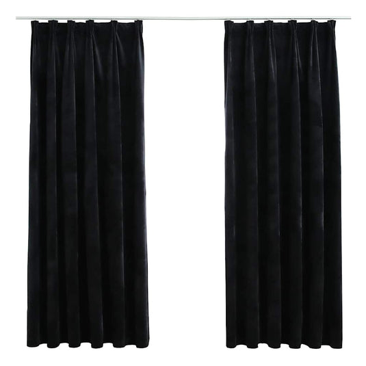 Vidaxl gordijnen verduisterend 2 st met haken 140x175 cm fluweel zwart