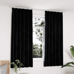 Vidaxl gordijnen verduisterend 2 st met haken 140x175 cm fluweel zwart