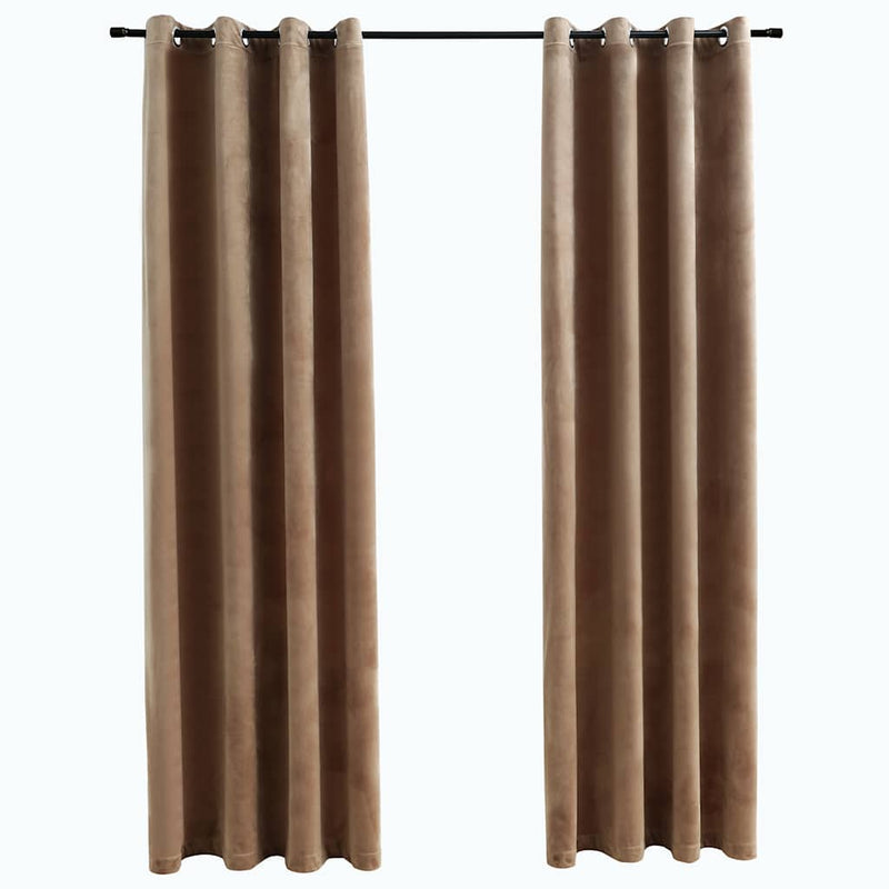 Load image into Gallery viewer, Vidaxl gordijn verduisterend met ringen 2 st 140x245 cm fluweel beige
