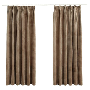 Vidaxl gordijnen verduisterend 2 st met haken 140x175 cm fluweel beige