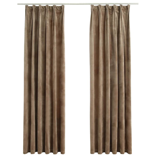 Vidaxl gordijnen verduisterend 2 st met haken 140x225 cm fluweel beige