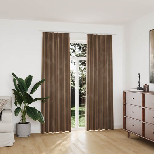 Vidaxl gordijnen verduisterend 2 st met haken 140x225 cm fluweel beige