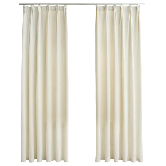 Vidaxl gordijnen verduisterend 2 st met haken 140x225 cm fluweel crème