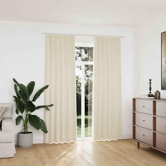 Vidaxl gordijnen verduisterend 2 st met haken 140x225 cm fluweel crème