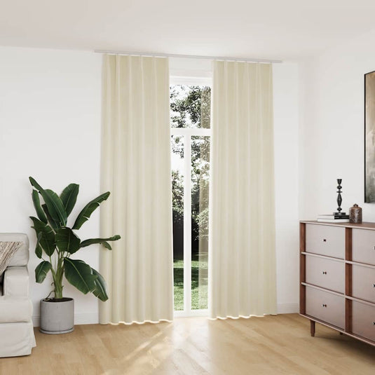Vidaxl gordijnen verduisterend 2 st met haken 140x245 cm fluweel crème