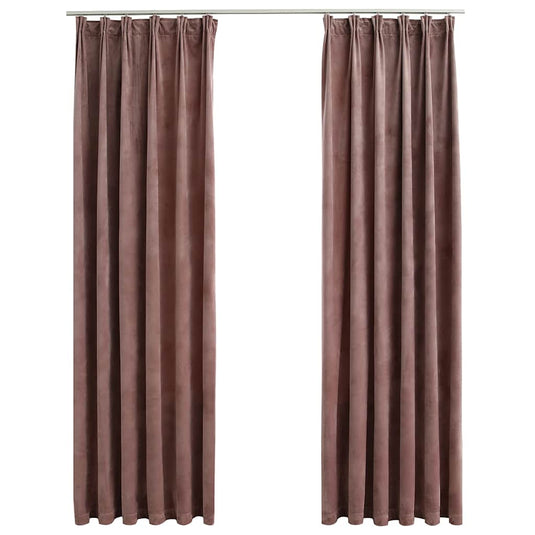 Vidaxl gordijnen verduisterend 2 st met haken 140x225 cm fluweel roze