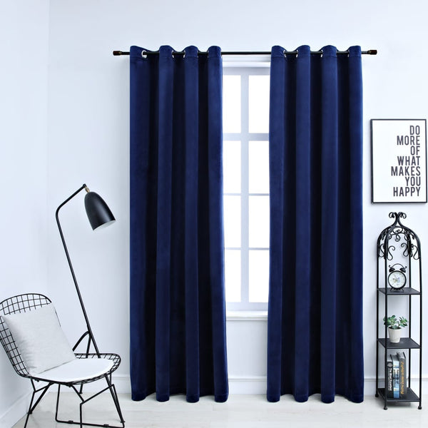 VidaXL Gordijn verduisterend met ringen 2 st 140x225 cm fluweel blauw