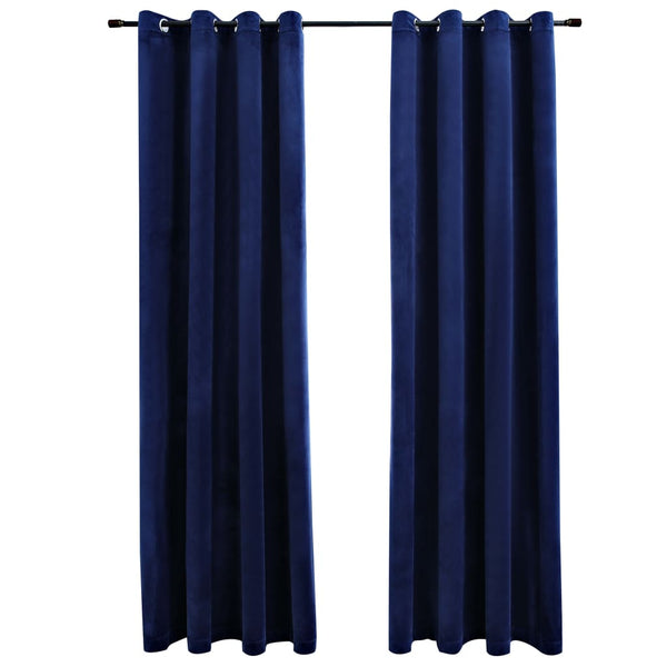 VidaXL Gordijn verduisterend met ringen 2 st 140x245 cm fluweel blauw