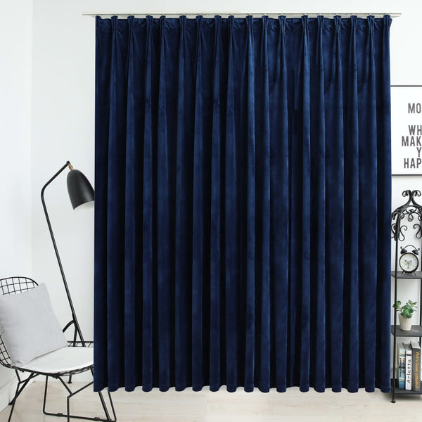 VidaXL Gordijn verduisterend met haken 290x245 cm fluweel blauw