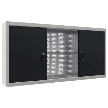 Vidaxl gereedschapskast voor aan de wand metaal grijs en zwart