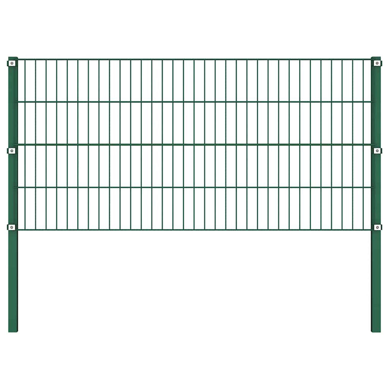 Afbeelding laden in galerijviewer, Vidaxl schuttingpaneel met palen ijzer 349x80 cm groen
