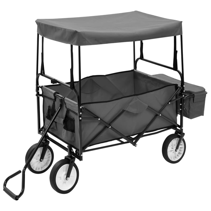 Load image into Gallery viewer, Vidaxl handkar inklapbaar met luifel staal grijs
