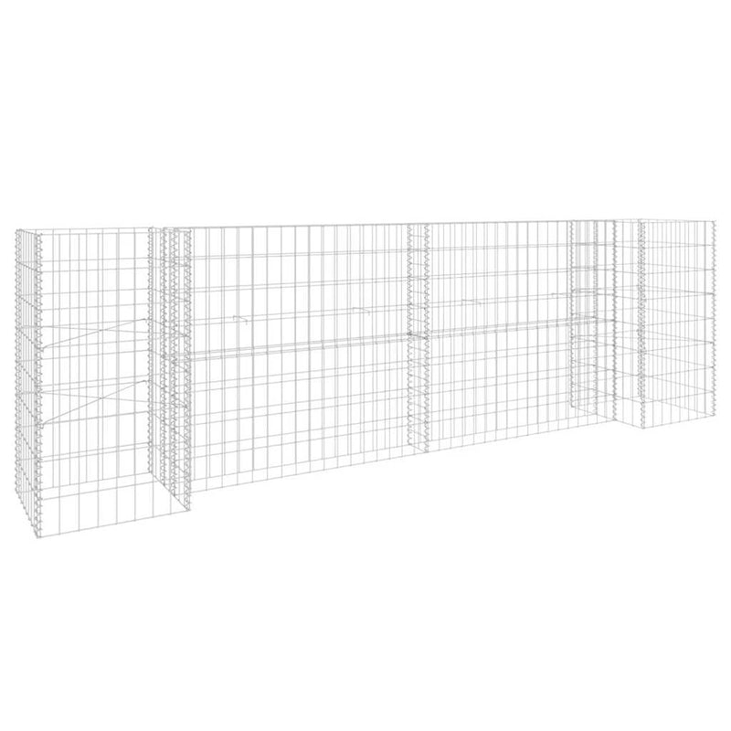 Afbeelding laden in galerijviewer, Vidaxl gabion plantenbak h-vormig 260x40x80 cm staaldraad
