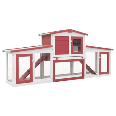 Vidaxl konijnenhok voor buiten groot 201x45x85 cm hout rood en wit