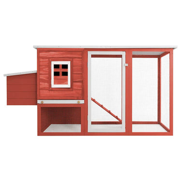 Vidaxl kippenhok met nachthok hout rood