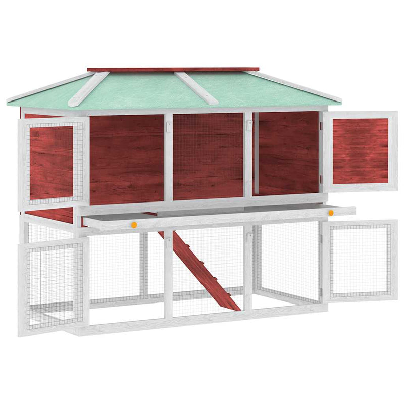 Load image into Gallery viewer, Vidaxl konijnenhok twee verdiepingen hout rood
