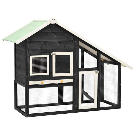 Vidaxl konijnenhok 140x63x120 cm massief vurenhout grijs en wit