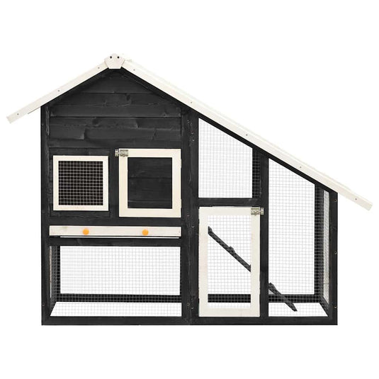 Vidaxl konijnenhok 140x63x120 cm massief vurenhout grijs en wit