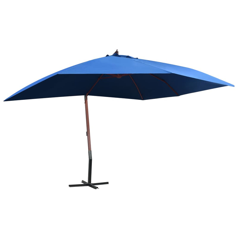 Load image into Gallery viewer, Vidaxl zweefparasol met houten paal 400x300 cm blauw
