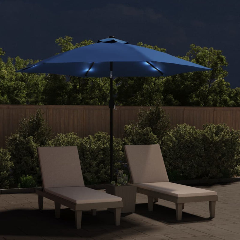 Load image into Gallery viewer, Vidaxl parasol met led-verlichting en stalen paal 300 cm azuurblauw
